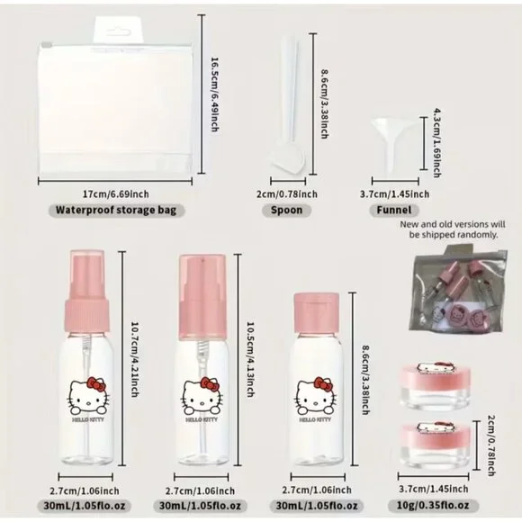 Hello Kitty Pink Travel Bottle Set (5-Piece) | TSA-Approved Refillable Toiletry - Picture 2 of 2